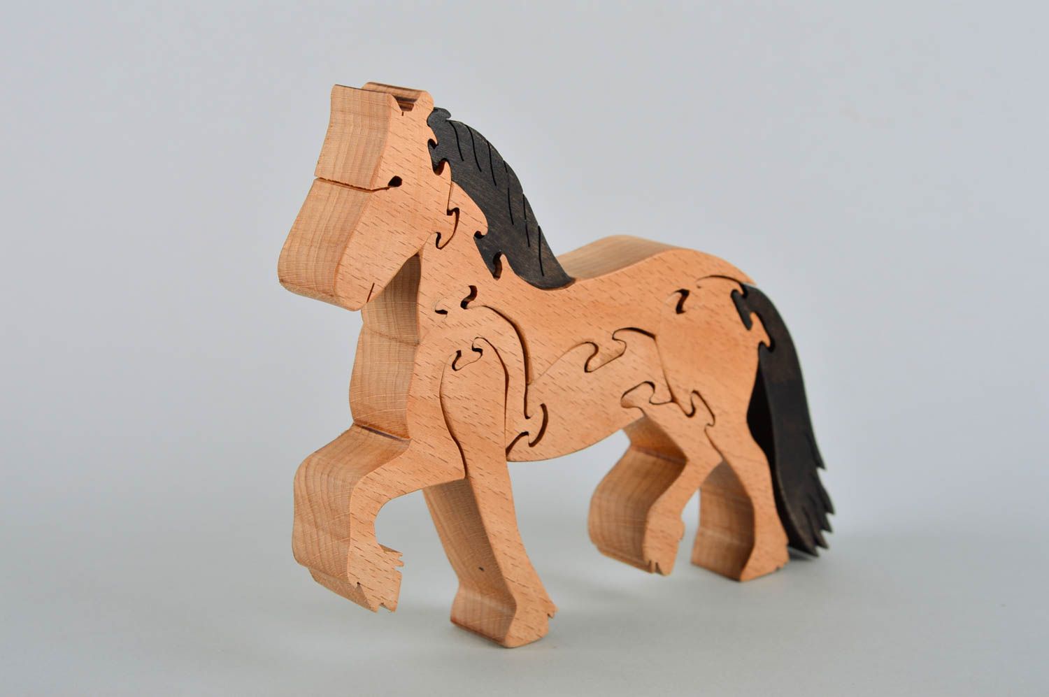 Jeu educatif enfant fait main Jeu puzzle enfant Figurines miniatures en bois photo 3