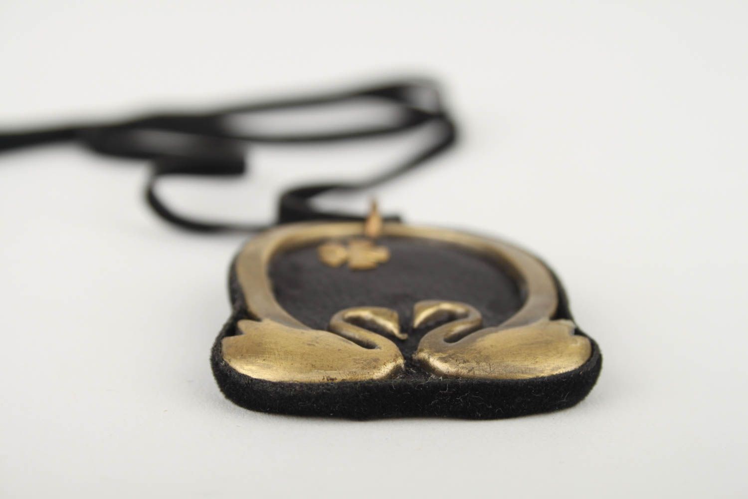 Handmade jewelry leather pendant metal pendant women pendant with cord girl gift photo 5