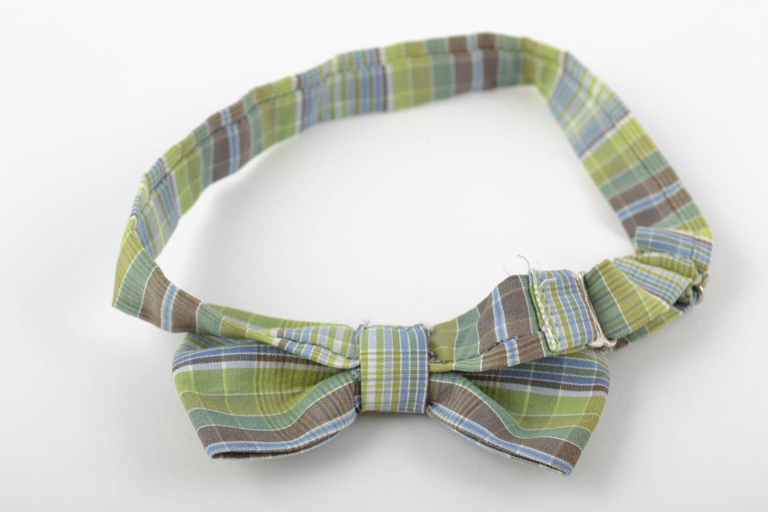 Beautiful handmade designer checkered fabric bow tie for every day photo 3