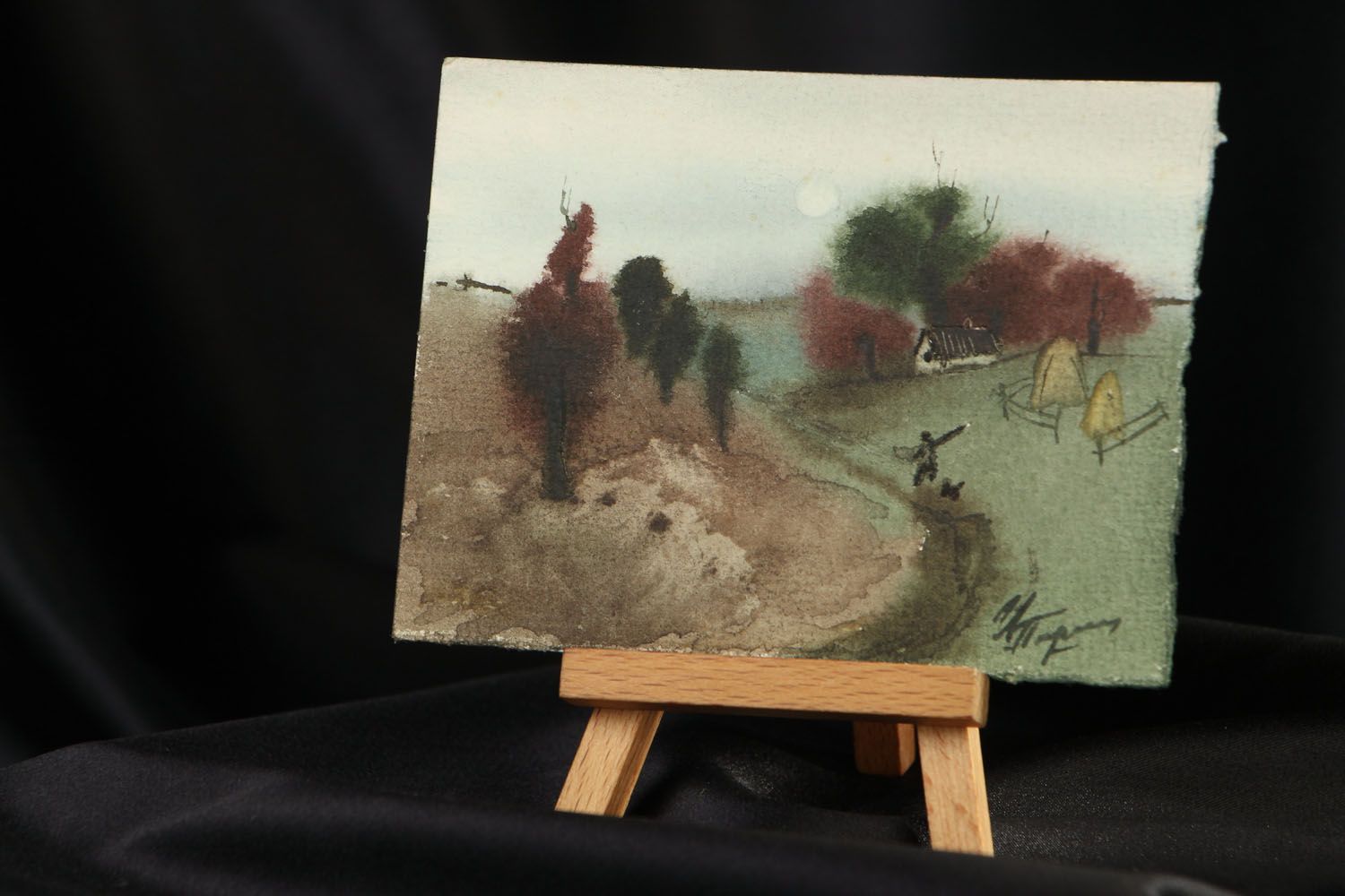Handmade watercolor painting On the Way Home photo 5