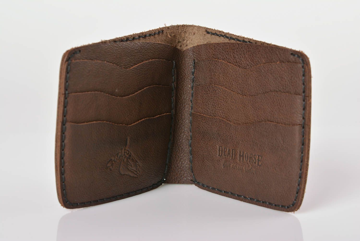 Portefeuille en cuir fait main Maroquinerie Cadeau original marron design photo 2