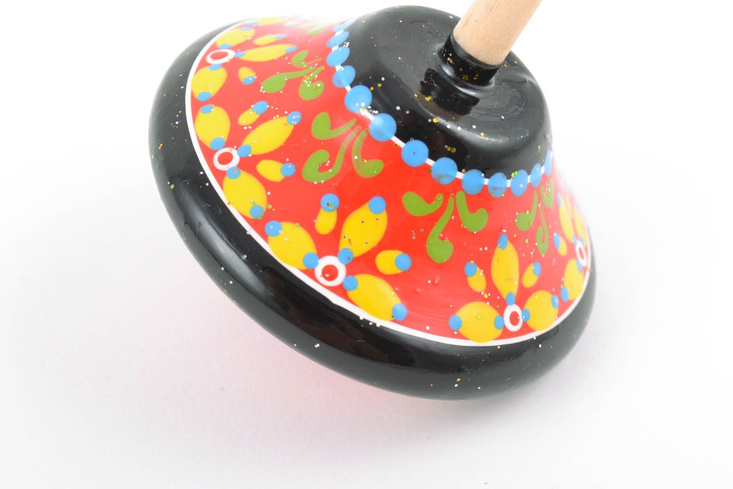 Bright painted handmade wooden toy spinning top for children photo 5