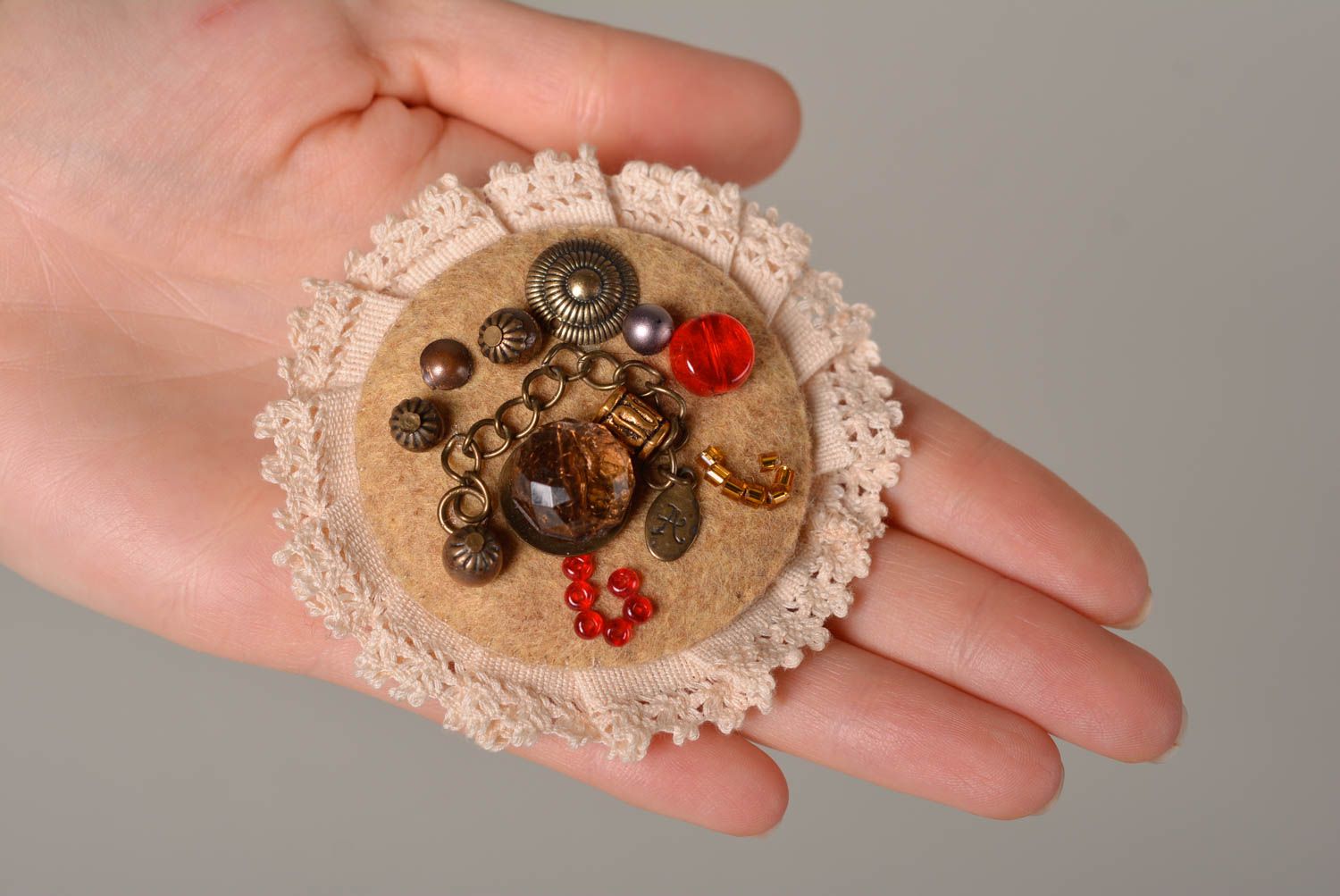 Unusual handmade textile brooch pin felt brooch artisan jewelry gifts for her photo 3