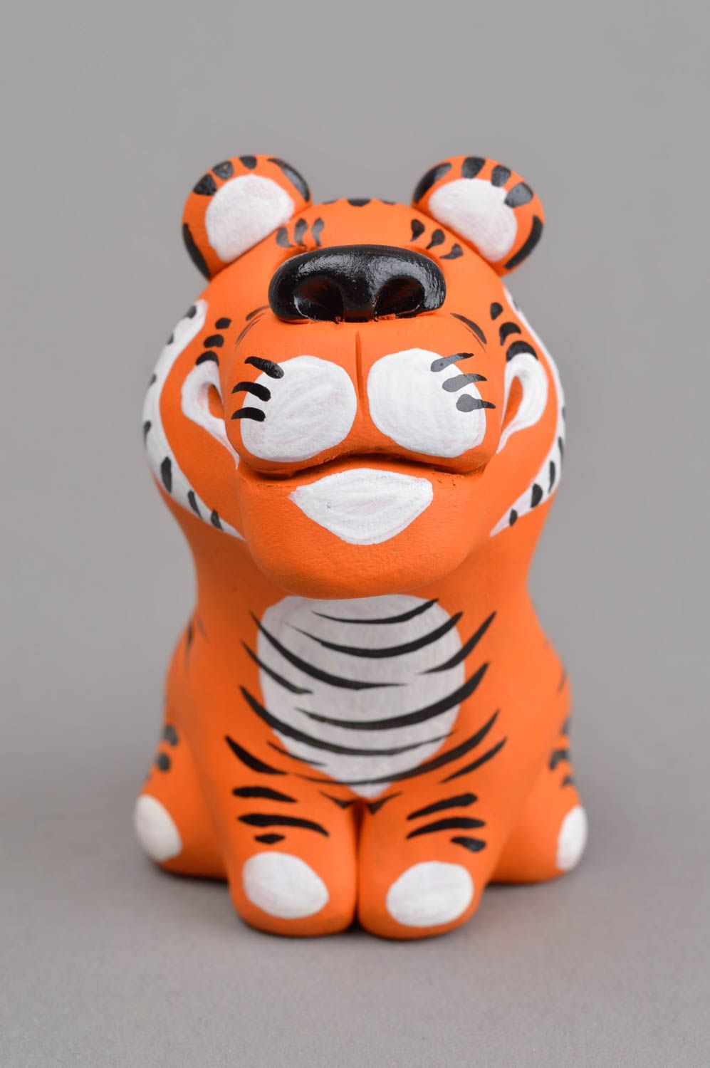 Sifflet jouet fait main Instrument de musique Figurine tigre céramique photo 2