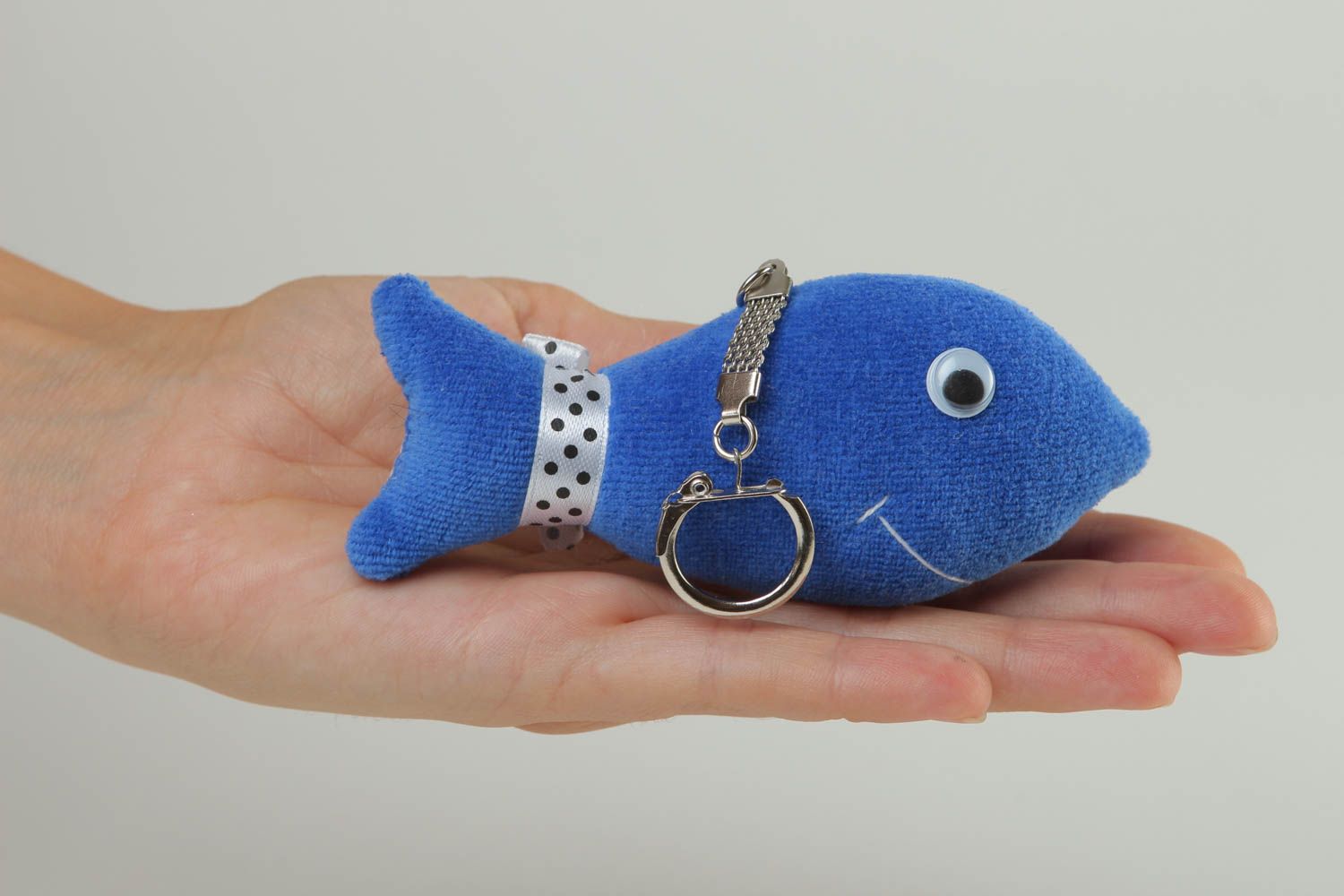 Брелок для ключей ручной работы брелок-игрушка аксессуар для ключей Синяя рыба фото 5