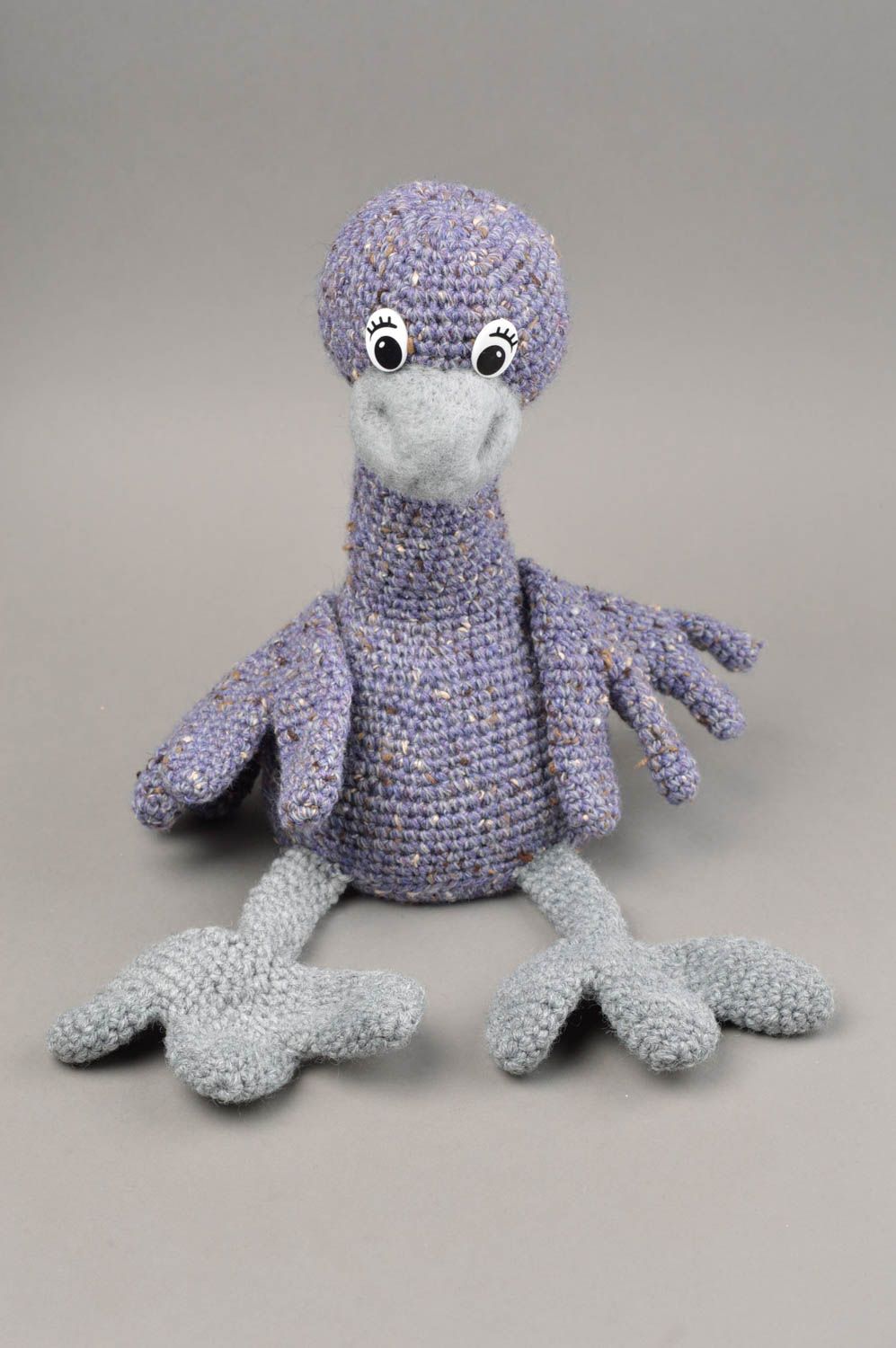 Jouet tricoté au crochet gros oiseau gris fait main décoratif pour enfant photo 4