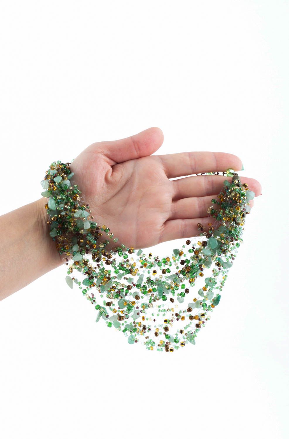 Collier en pierres naturelles Bijou fait main vert original Cadeau pour femme photo 5