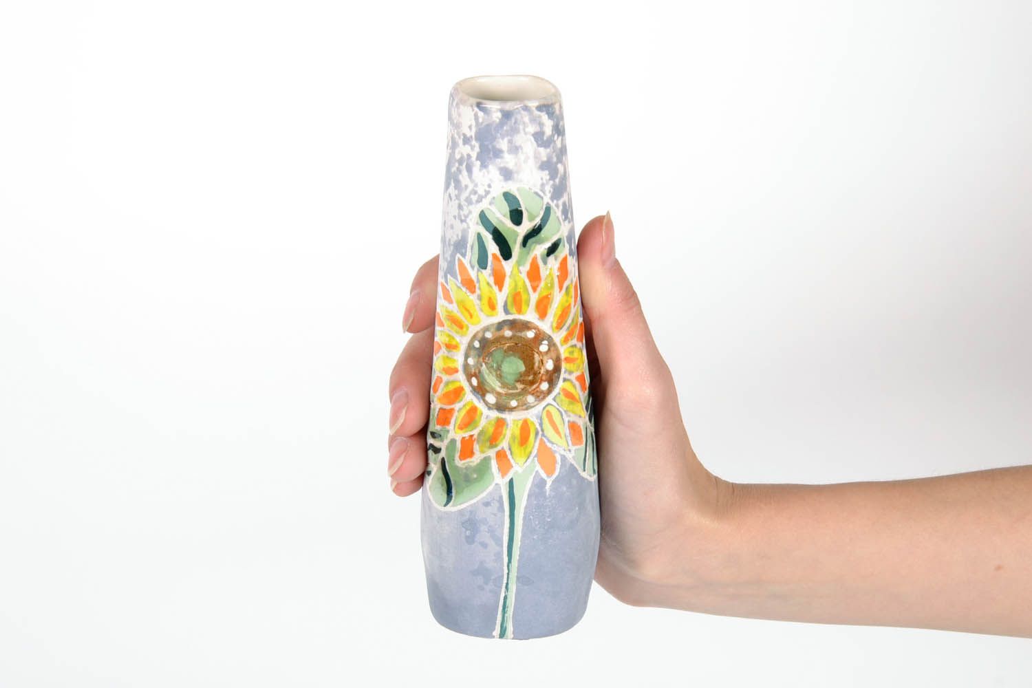Handgemachte keramische Vase Sonnenblume foto 2