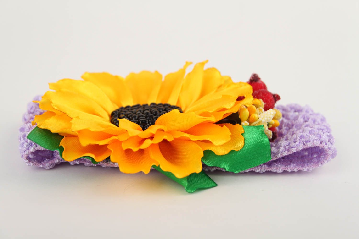 Handgemachter Schmuck Haarband mit Blumen Accessoire für Haare mit Sonnenblume foto 3