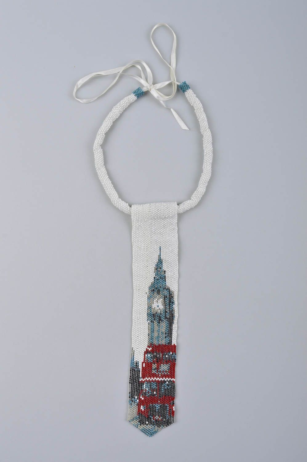 Handmade beaded necklace unusual female tie cute designer accessory gift photo 2