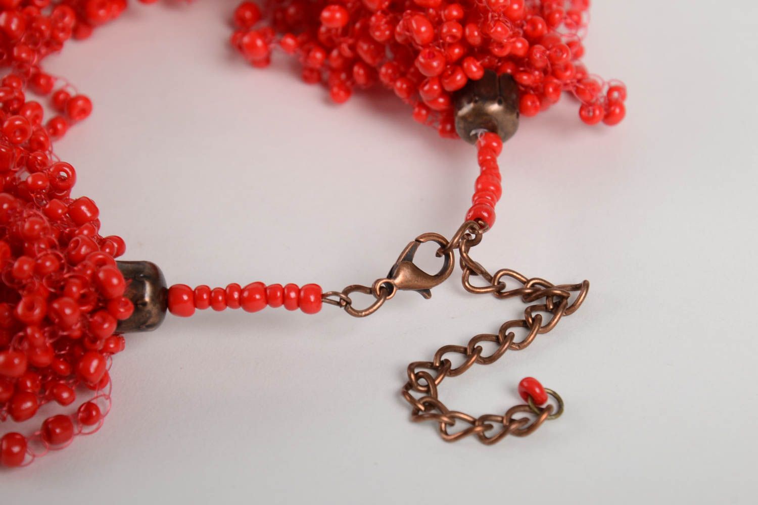 Handmade red beaded necklace unusual elegant necklace stylish female jewelry photo 3
