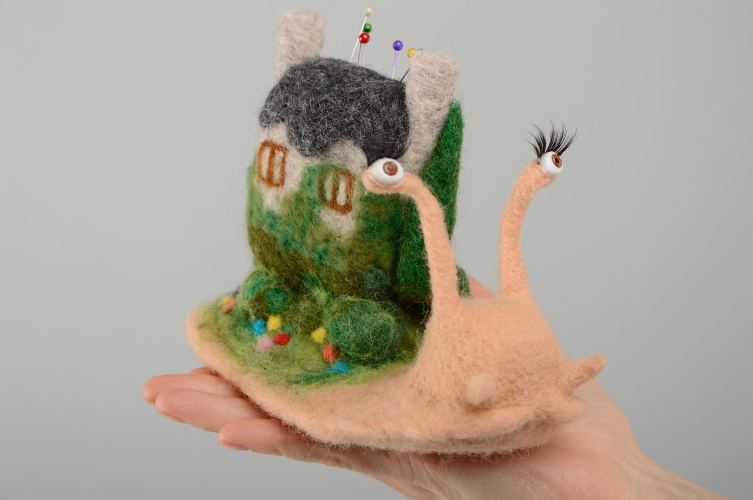 Felted toy pincushion Snail photo 5