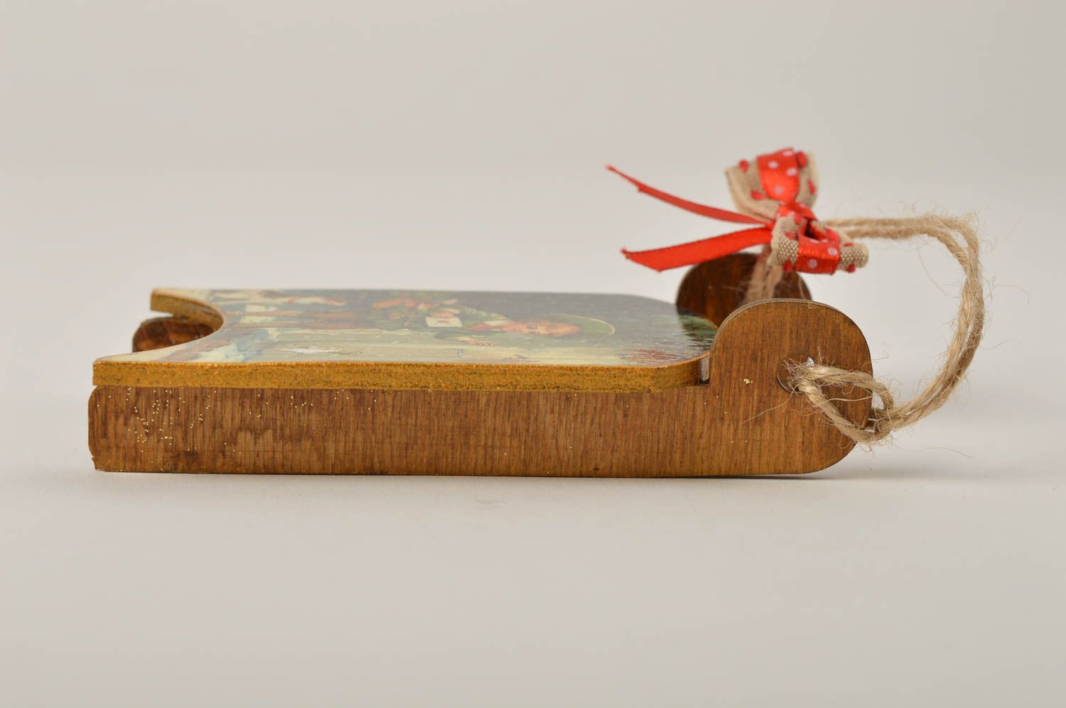 Colgante navideño hecho a mano adorno de madera decoración de interior Trineo  foto 4