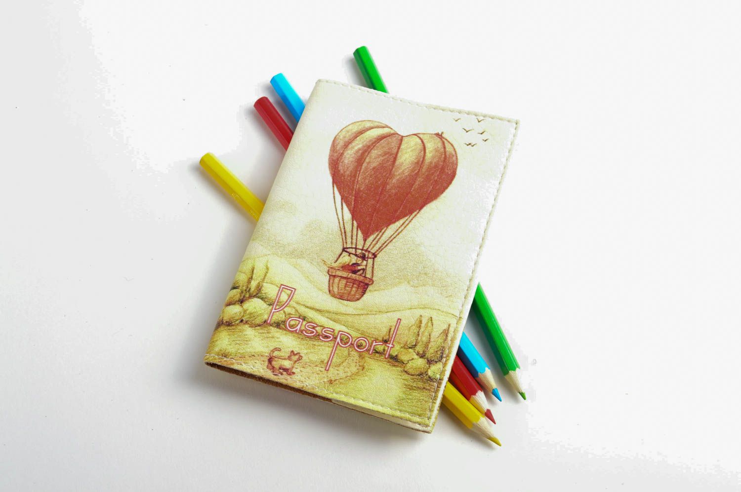 Handmade Schutz Hülle Geschenk für Frau Schutzhülle Reisepass Heißluftballon foto 3
