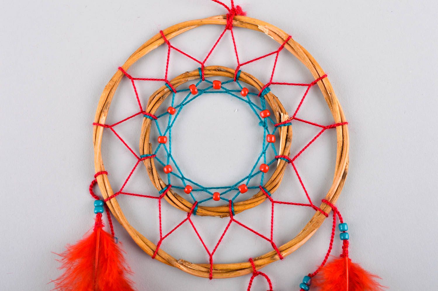 Deko Anhänger handmade originelles Geschenk Indianer Traumfänger in Rot foto 4