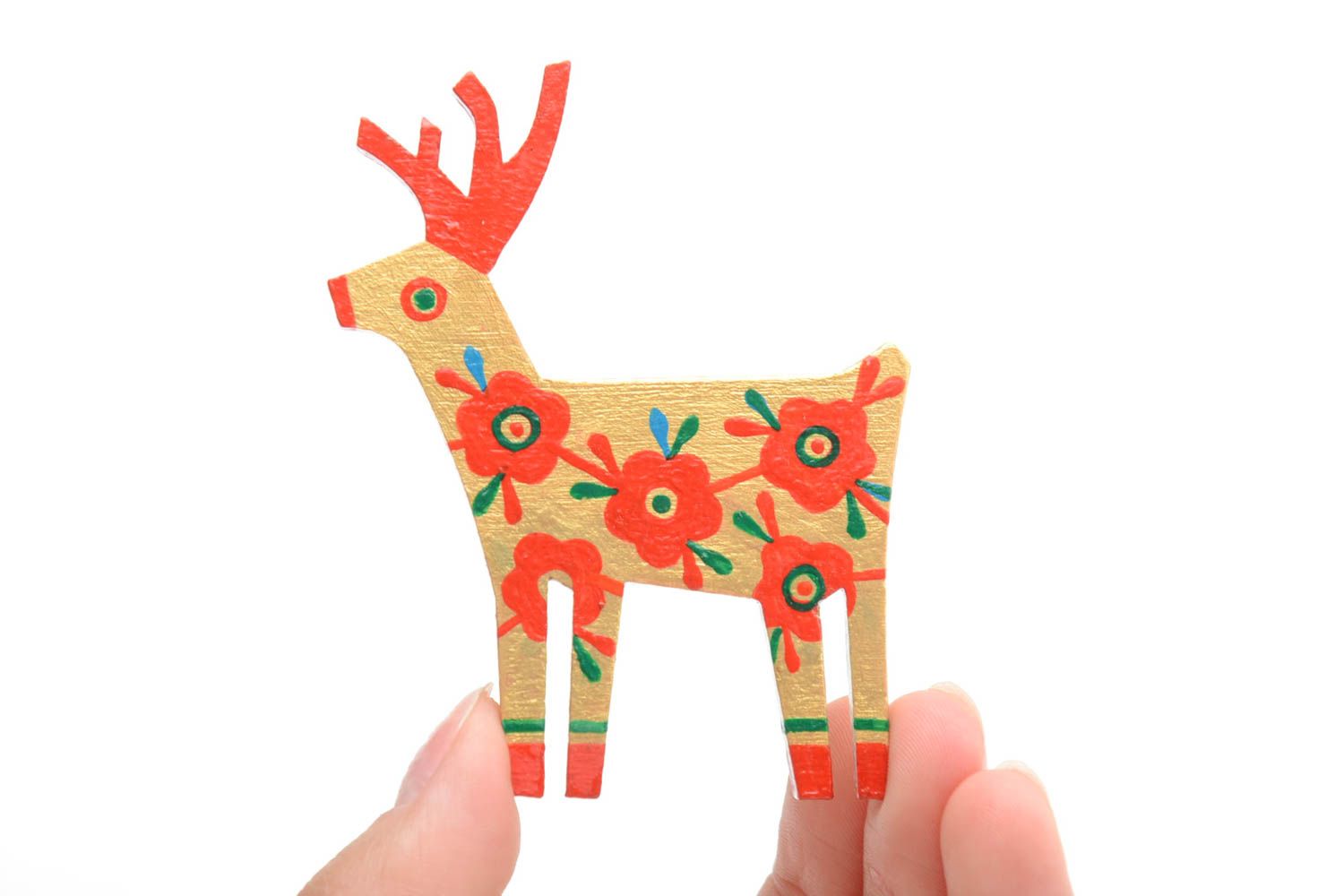 Plywood brooch in the form of a deer painted with acrylics handmade accessory photo 5