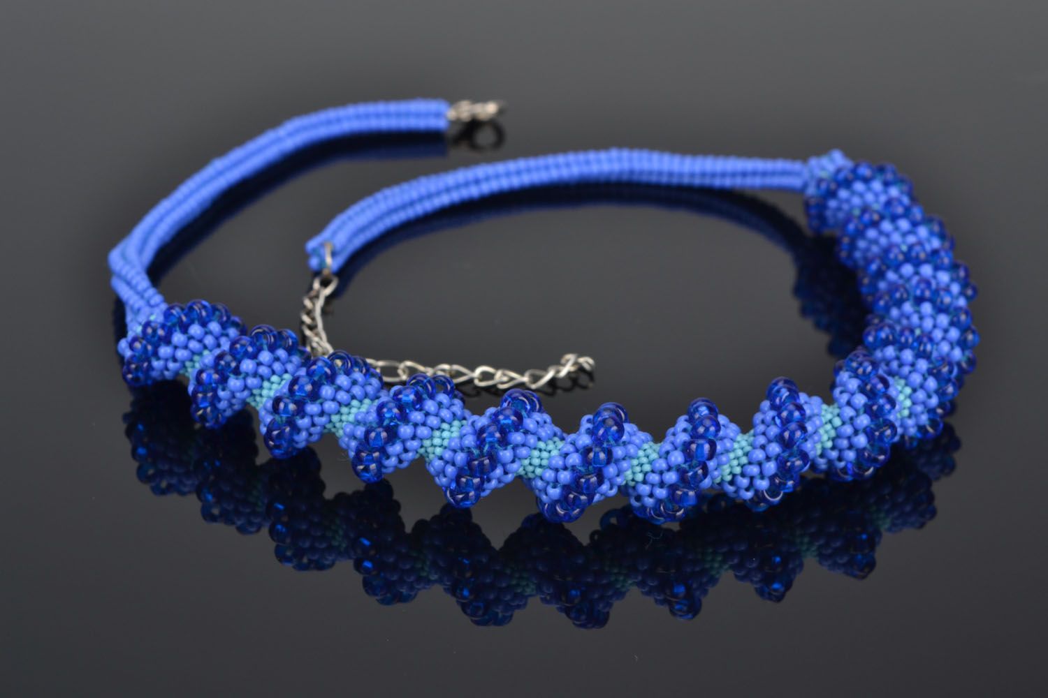 Blue necklace with Czech beads photo 1