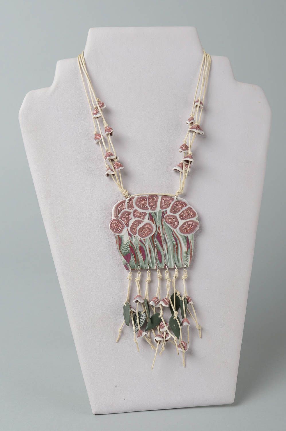 Flower pendant handmade jewelry polymer clay jewelry plastic jewelry for women photo 1