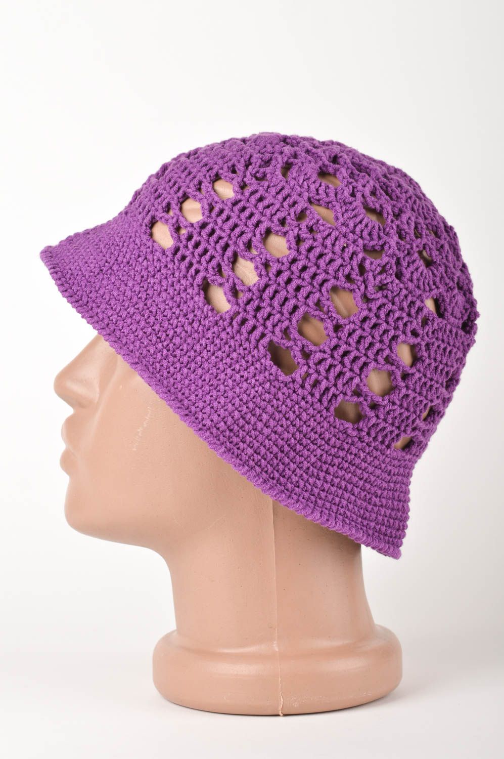Handmade crocheted hat for girls unusual children headwear stylish summer hat photo 3