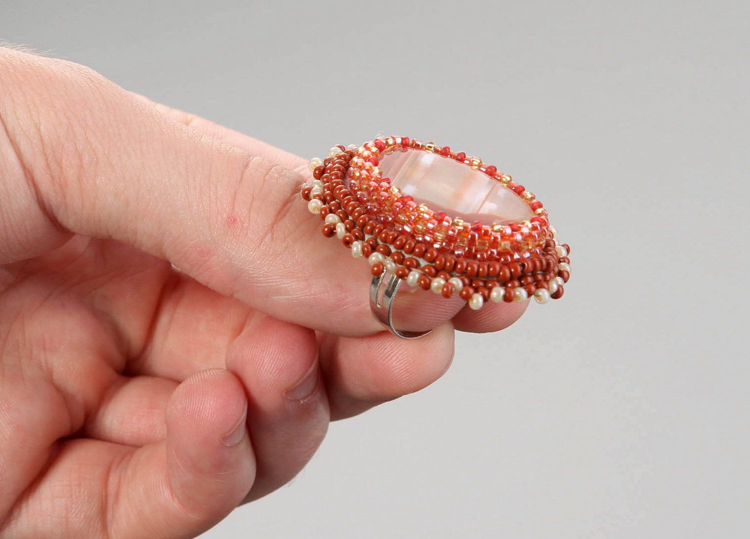 Ring with carnelian and beads photo 4