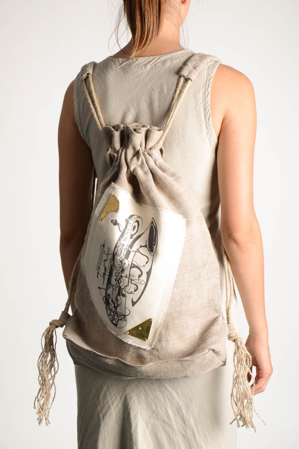 Designer backpack handmade linen backpack linen accessories fashion bags photo 1