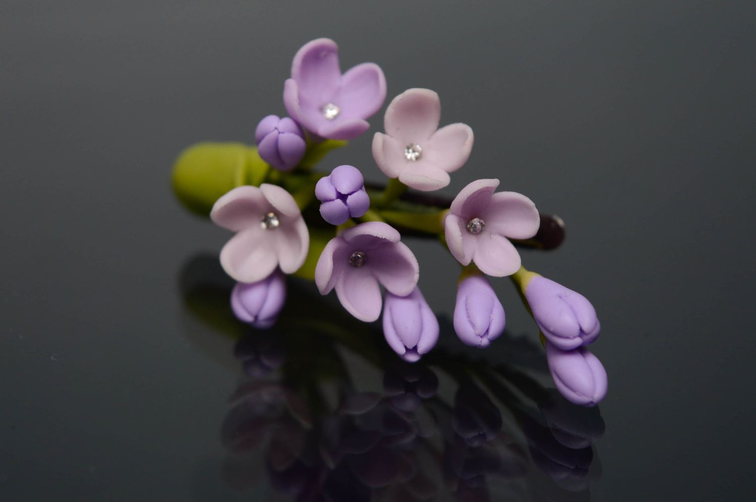 Handmade hair clip of violet color photo 1