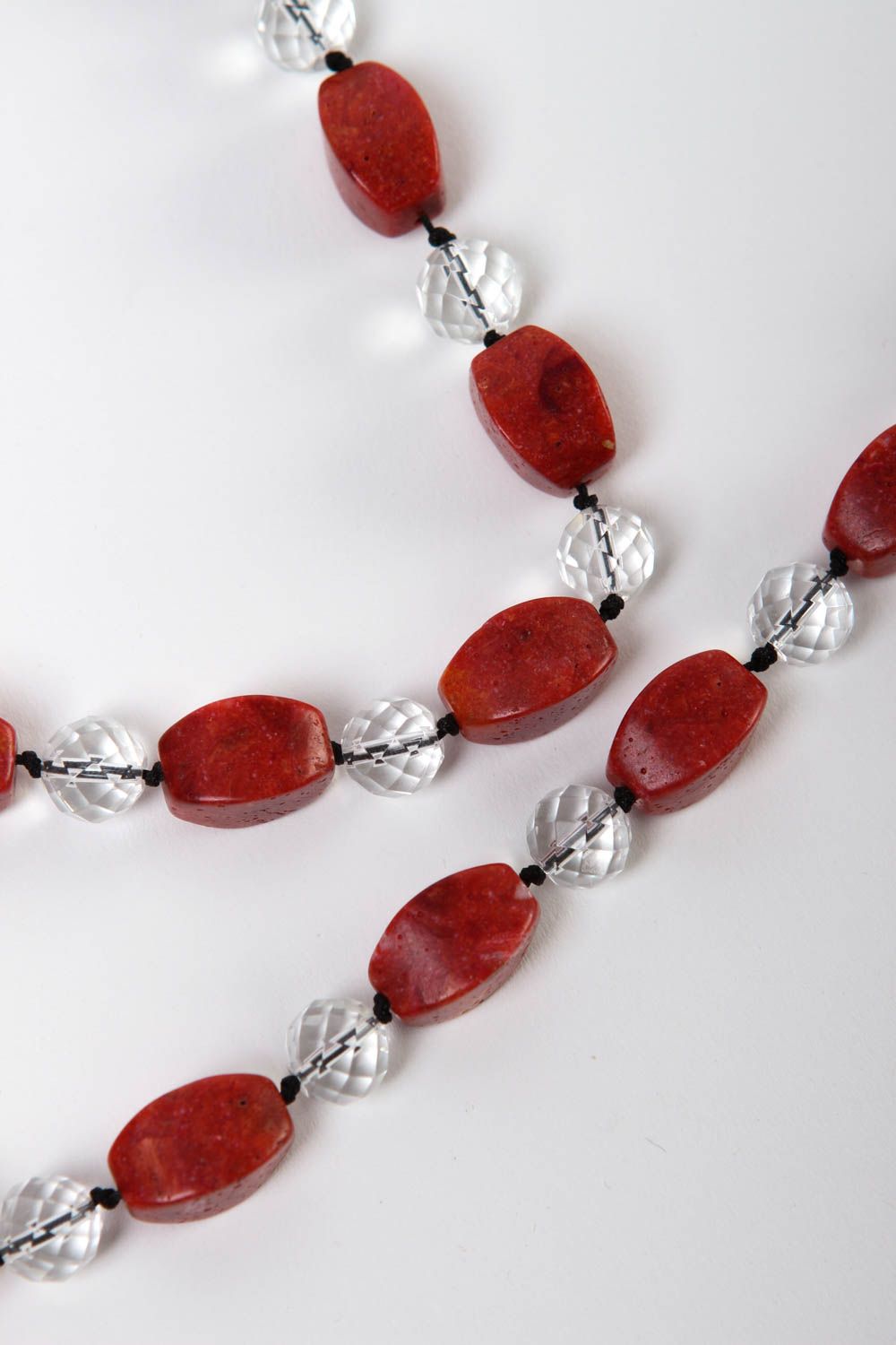 Juego de bisutería artesanal collar y pendientes de coral rojo regalo para mujer foto 3