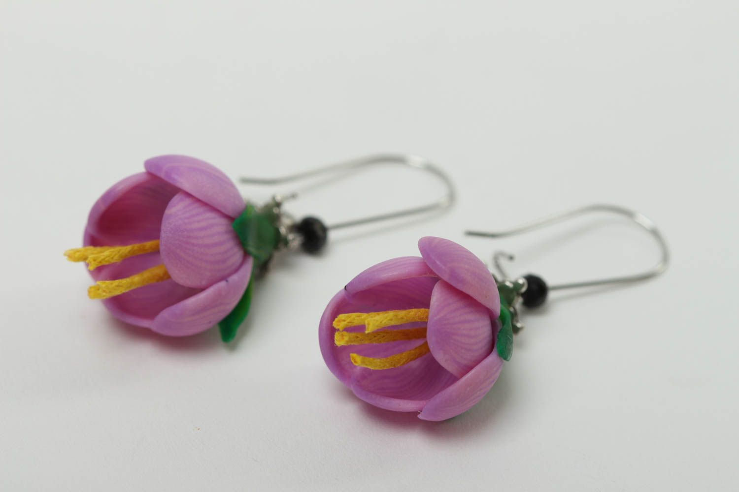 Handmade plastic earrings cute earrings with charms tender flower accessory photo 2
