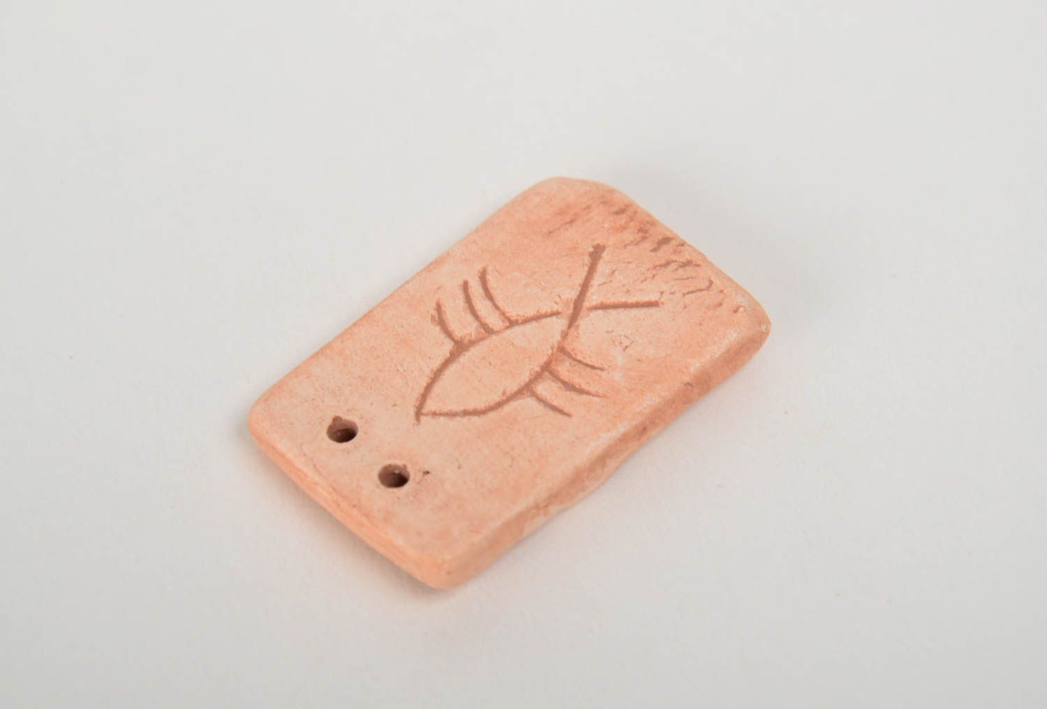Handmade rectangular DIY clay blank pendant in ethnic style photo 3