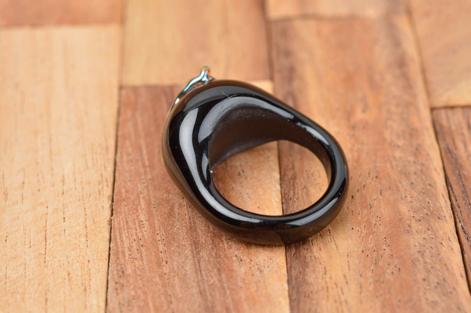 Handmade Ring aus Glas Damen Schmuck Accessoire für Frauen Glas Schmuck Blatt foto 4