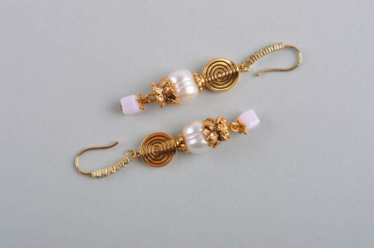 Pearl jewelry dangling earrings handmade jewellery fashion accessories photo 5