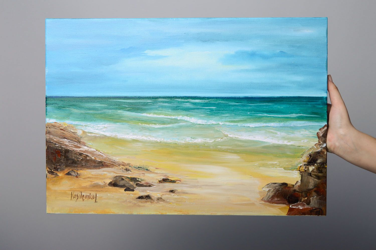 Homemade oil painting Sea Shore photo 4