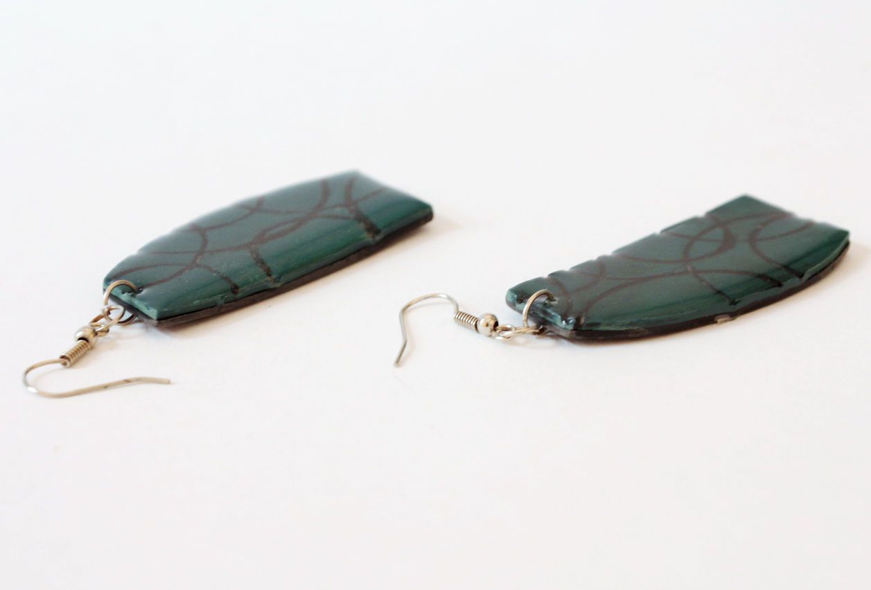 Earrings made ​​of polymer clay and epoxy resin photo 2