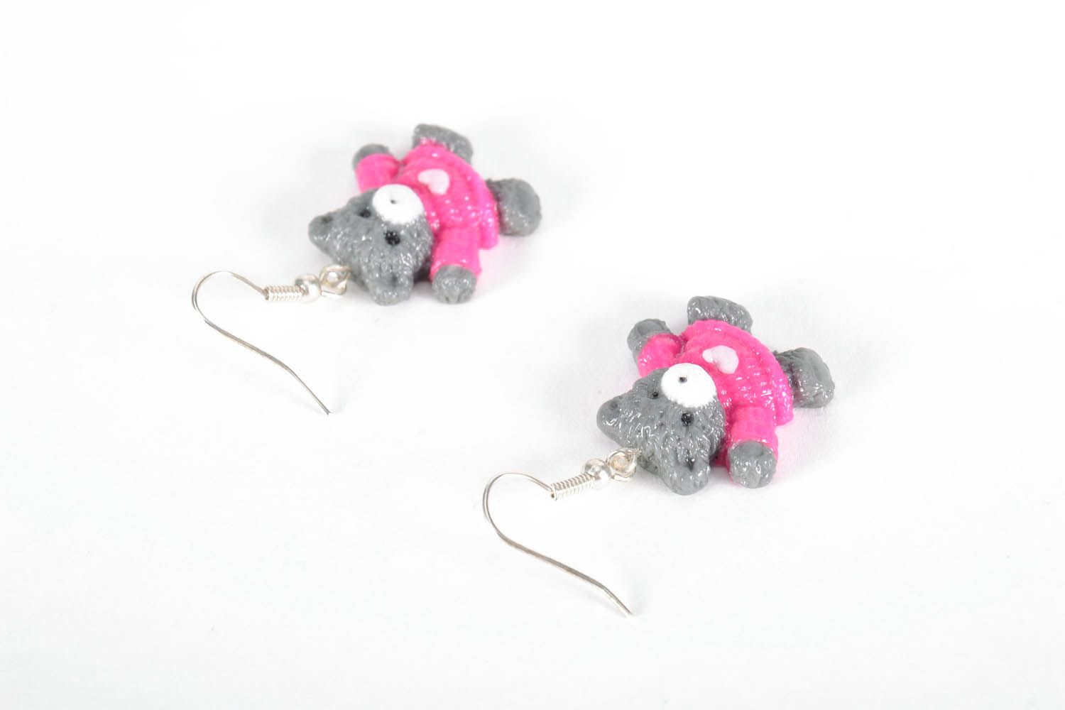 Earrings Made of Polymer Clay Bears photo 2