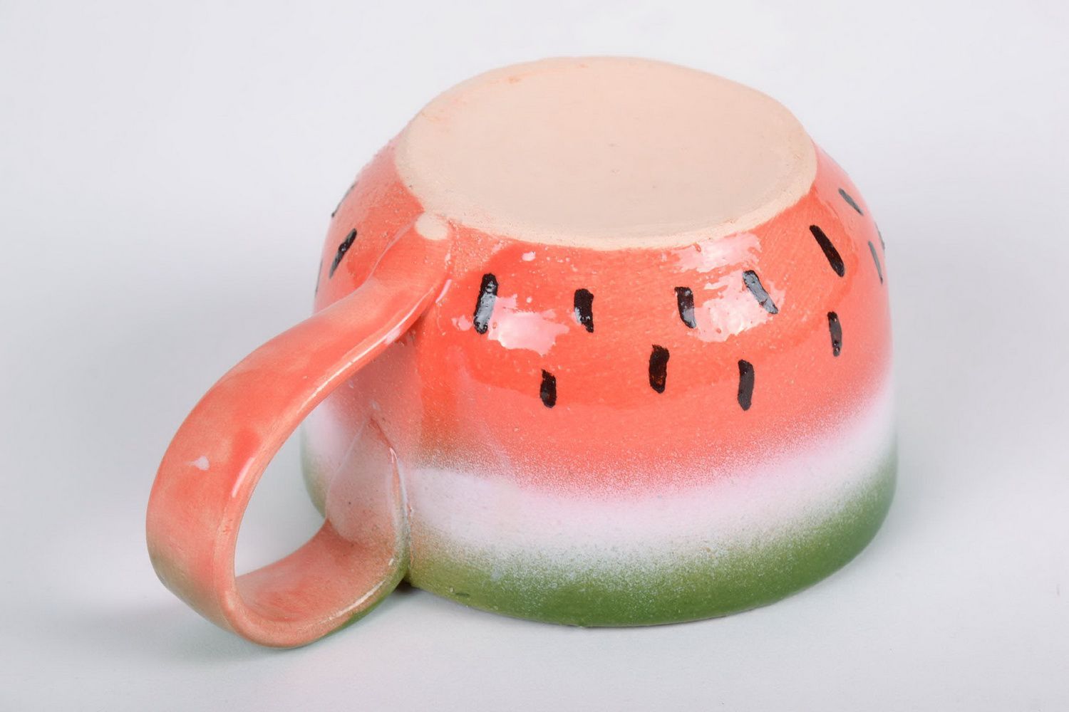 Porcelain 5 oz cup with handle and watermelon pattern photo 3