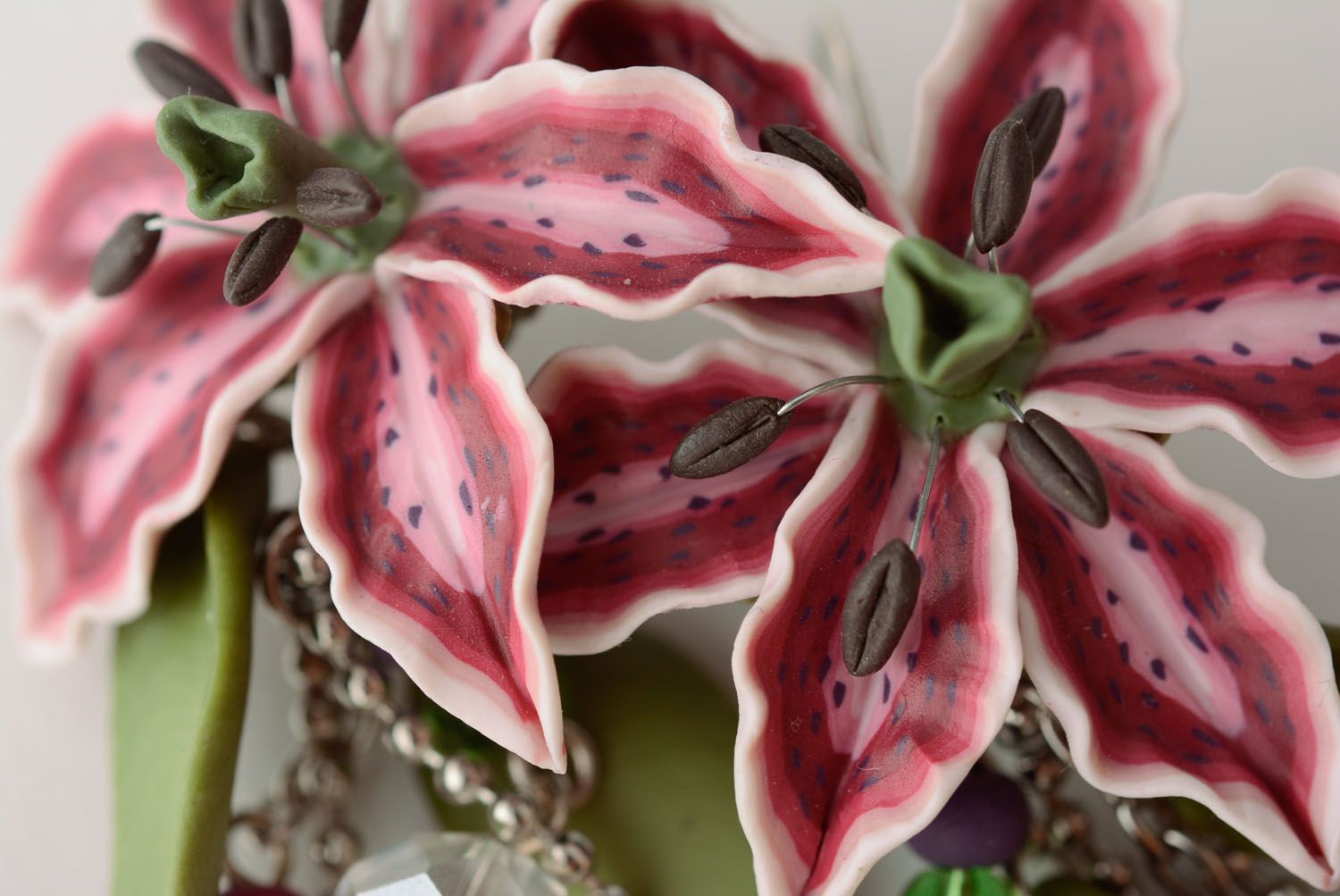 Серьги-цветы с подвесками  фото 5