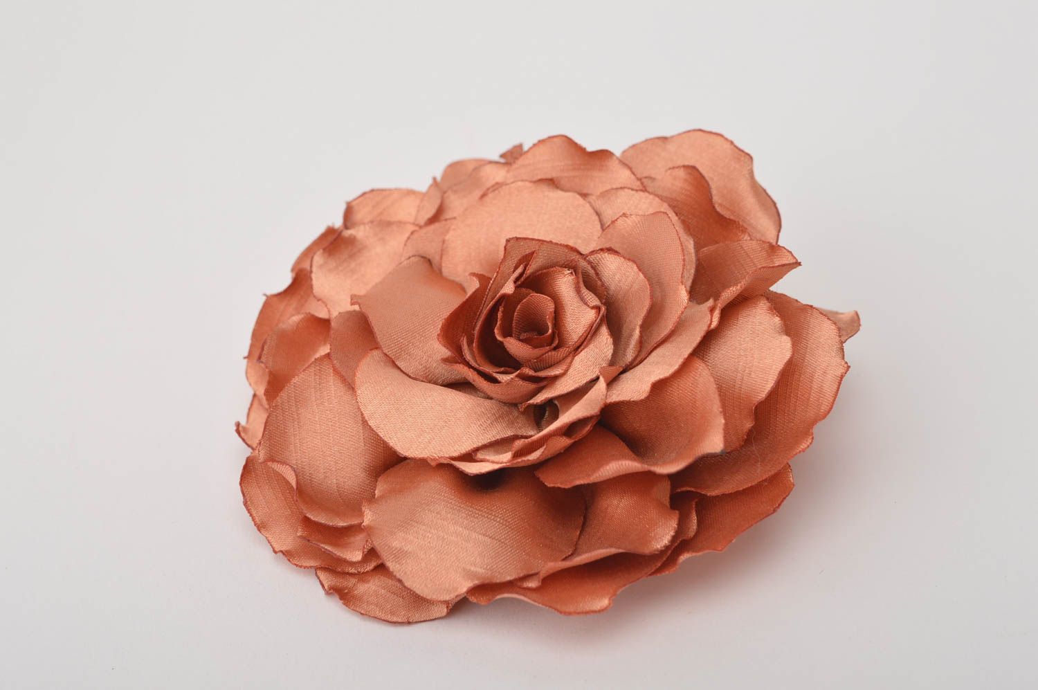 Handmade Schmuck Brosche Haarspange Blume Haar Accessoires kupferrote Rose foto 2