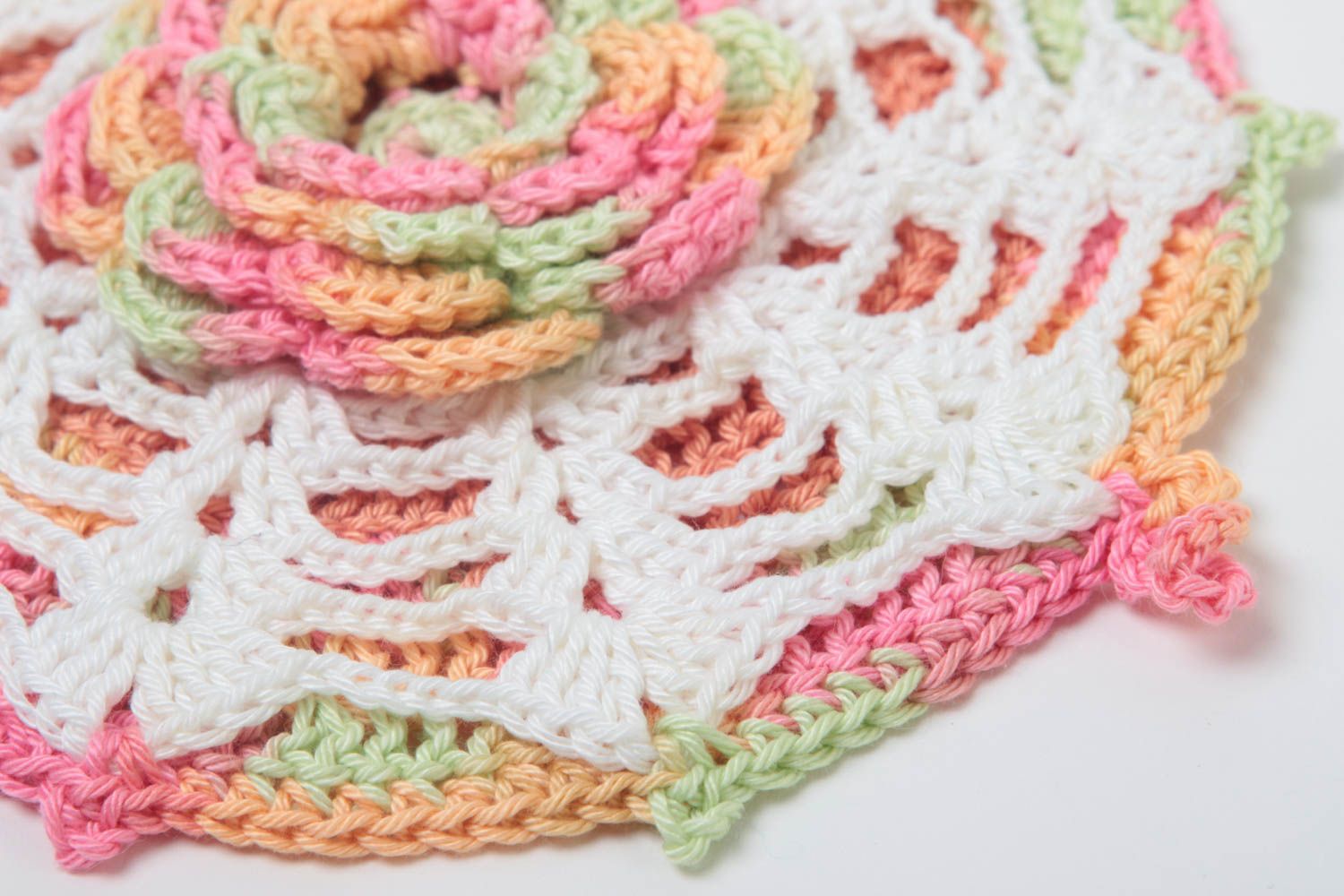 Agarradera al crochet hecha a mano elemento decorativo textil para cocina foto 2
