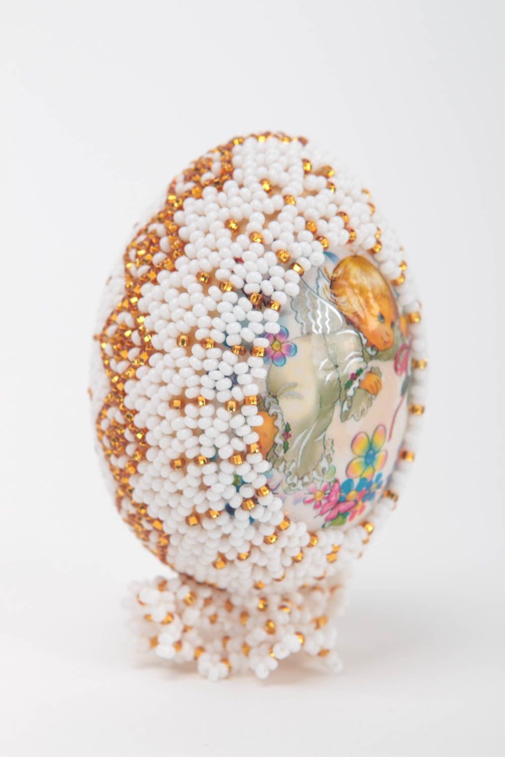 Uovo decorato con perline fatto a mano decorazione pasquale idea regalo foto 2