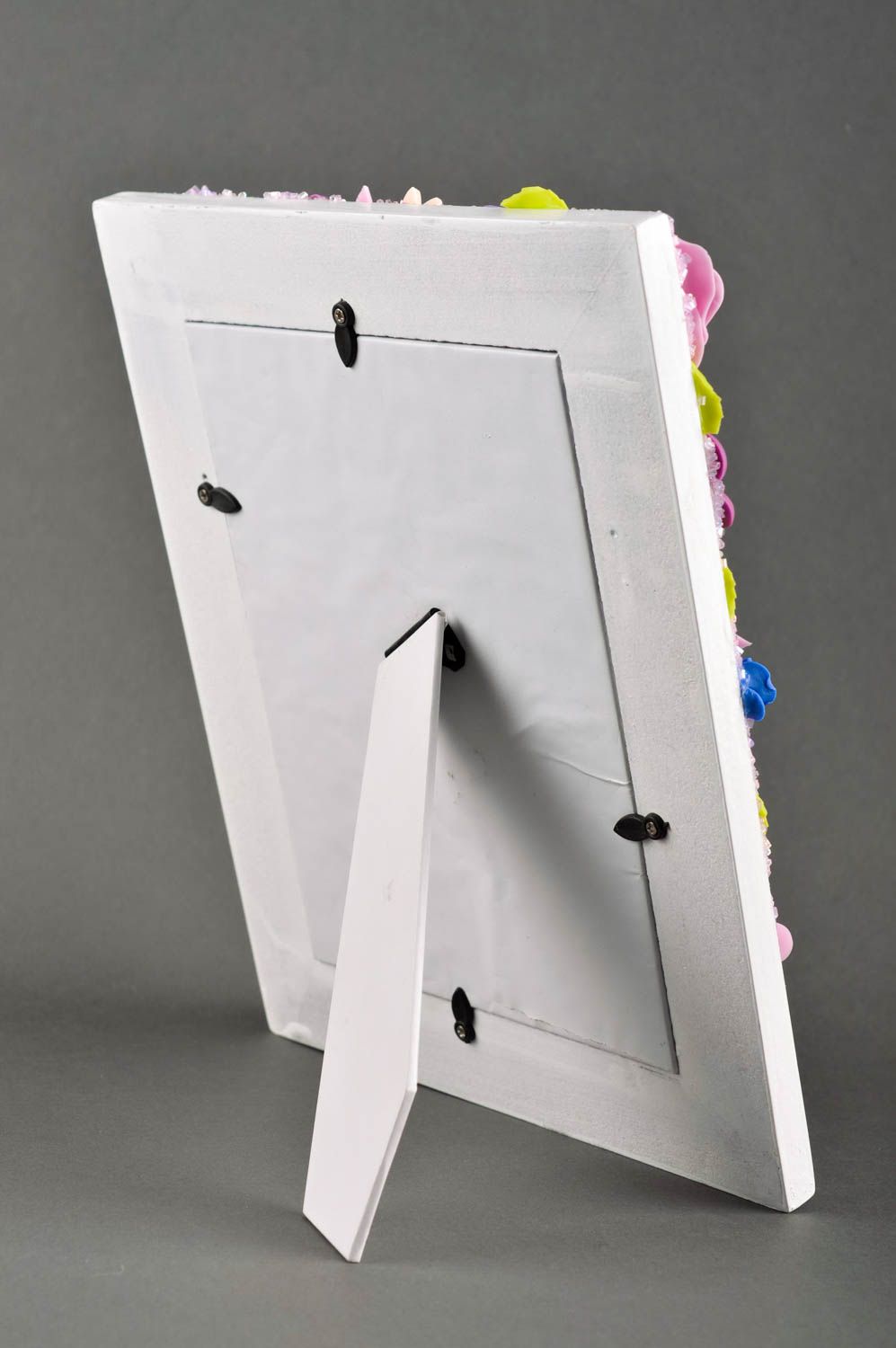 Фоторамка ручной работы рамка для фото белая деревянная фоторамка с цветами фото 2