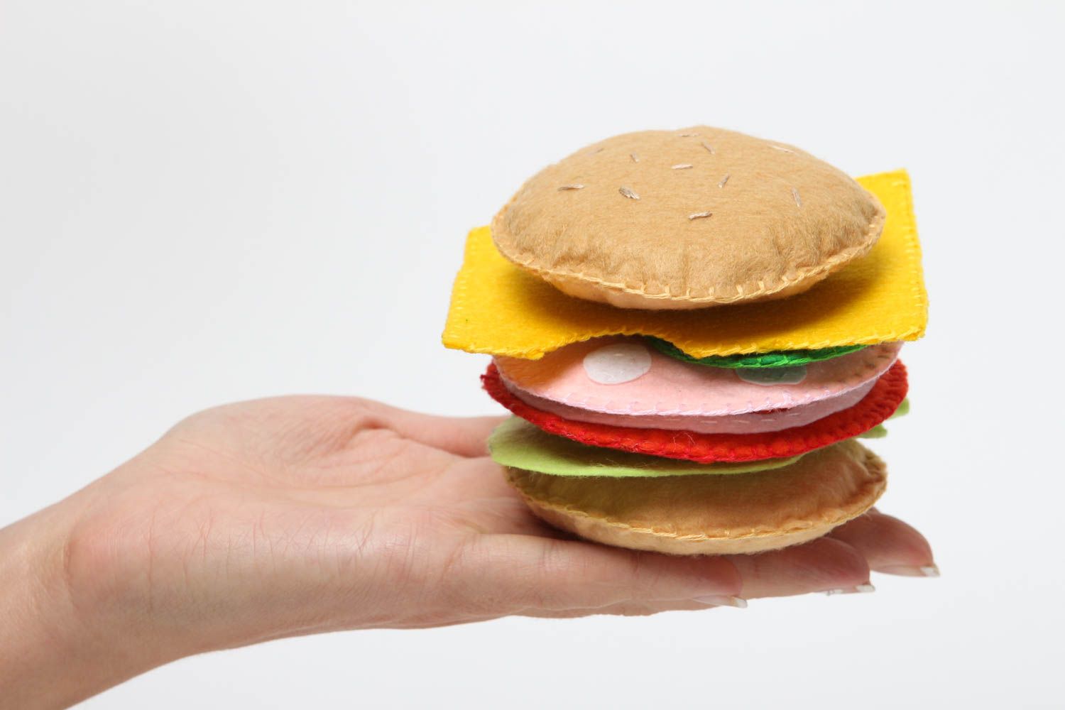 Peluche hamburger faite main Jouet feutrine original Cadeau pour enfant photo 5