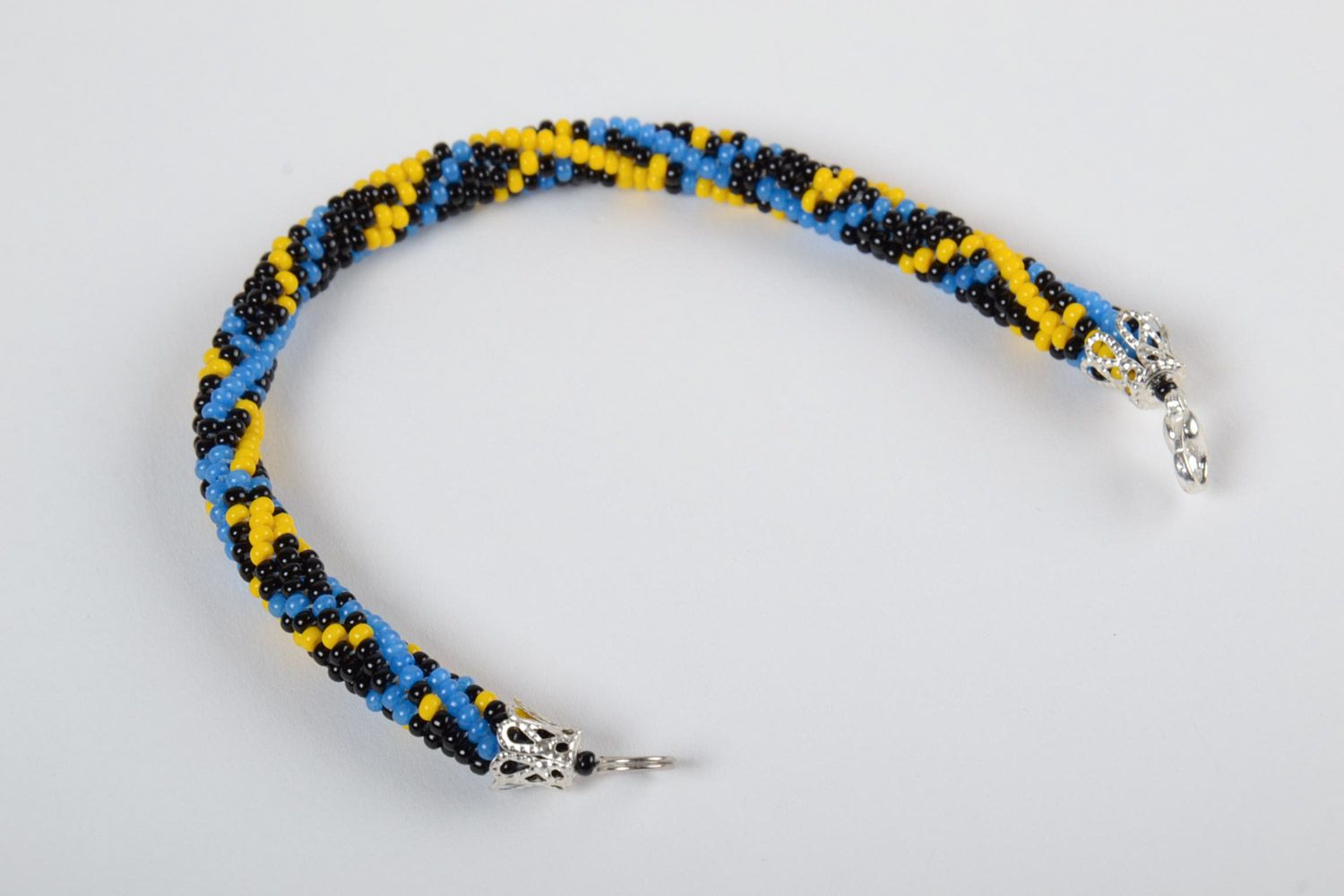 Beautiful bright handmade woven beaded cord bracelet for women photo 4