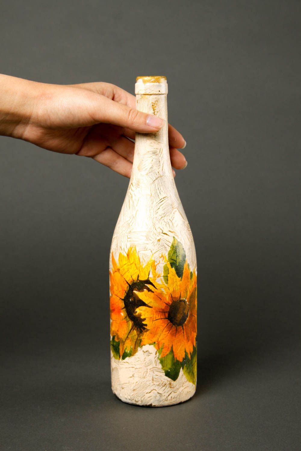 Glass painted bottle designer present handmade souvenir beautiful home decor photo 2
