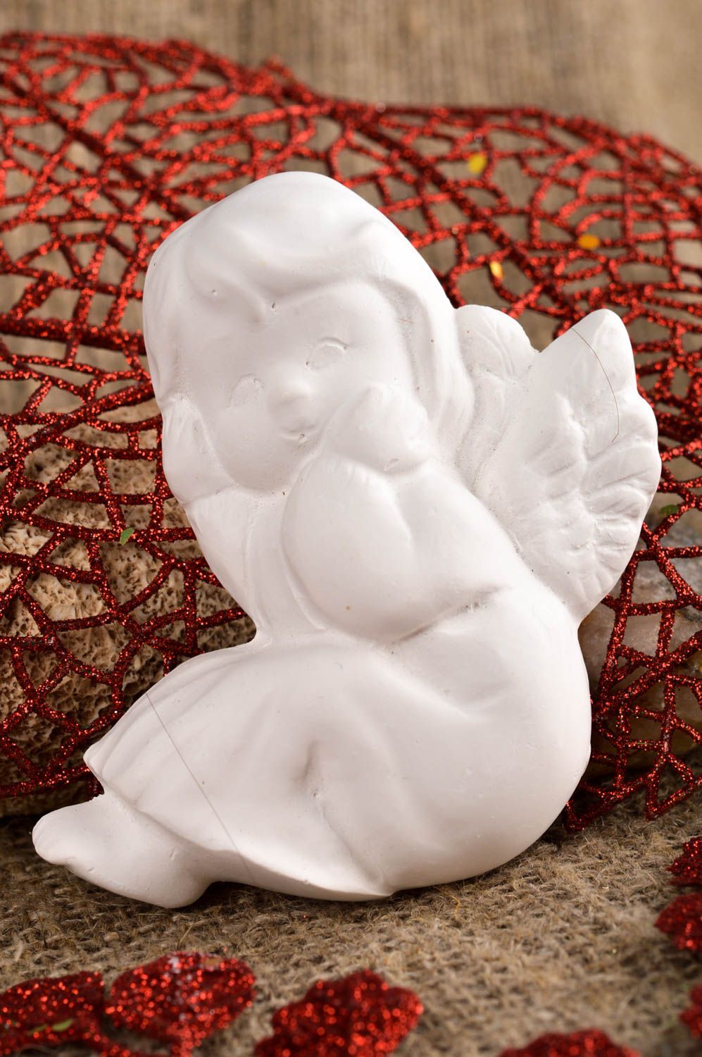 Handmade Rohling zum Bemalen Engel aus Gips Haus Deko Idee Dekoration Figur  foto 1