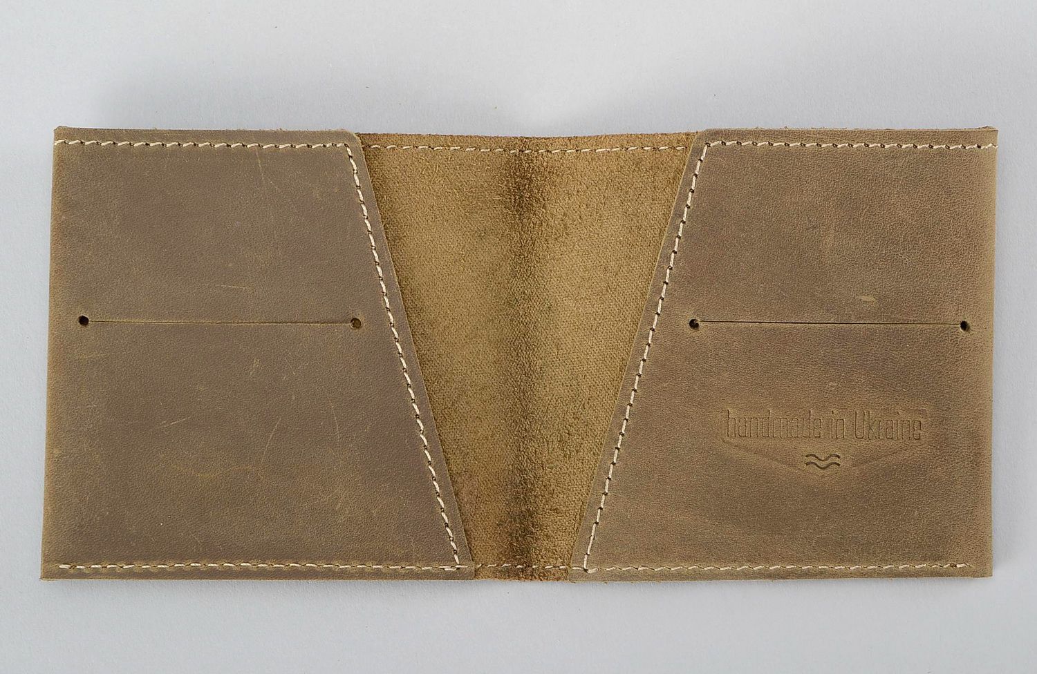 Wallet made from natural beige leather photo 3