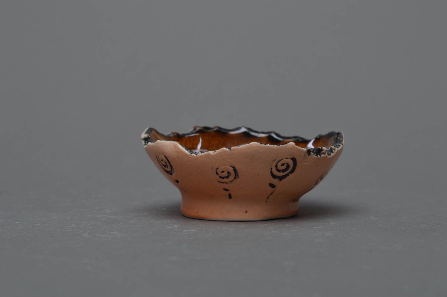 Small designer porcelain bowl with ragged edge colorful handmade glazed photo 3