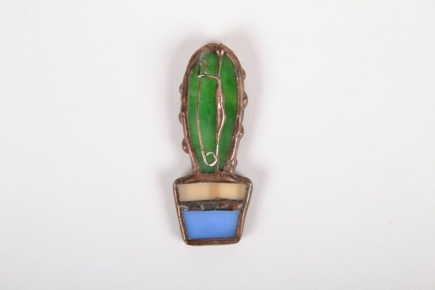 Stained glass brooch Cactus photo 2
