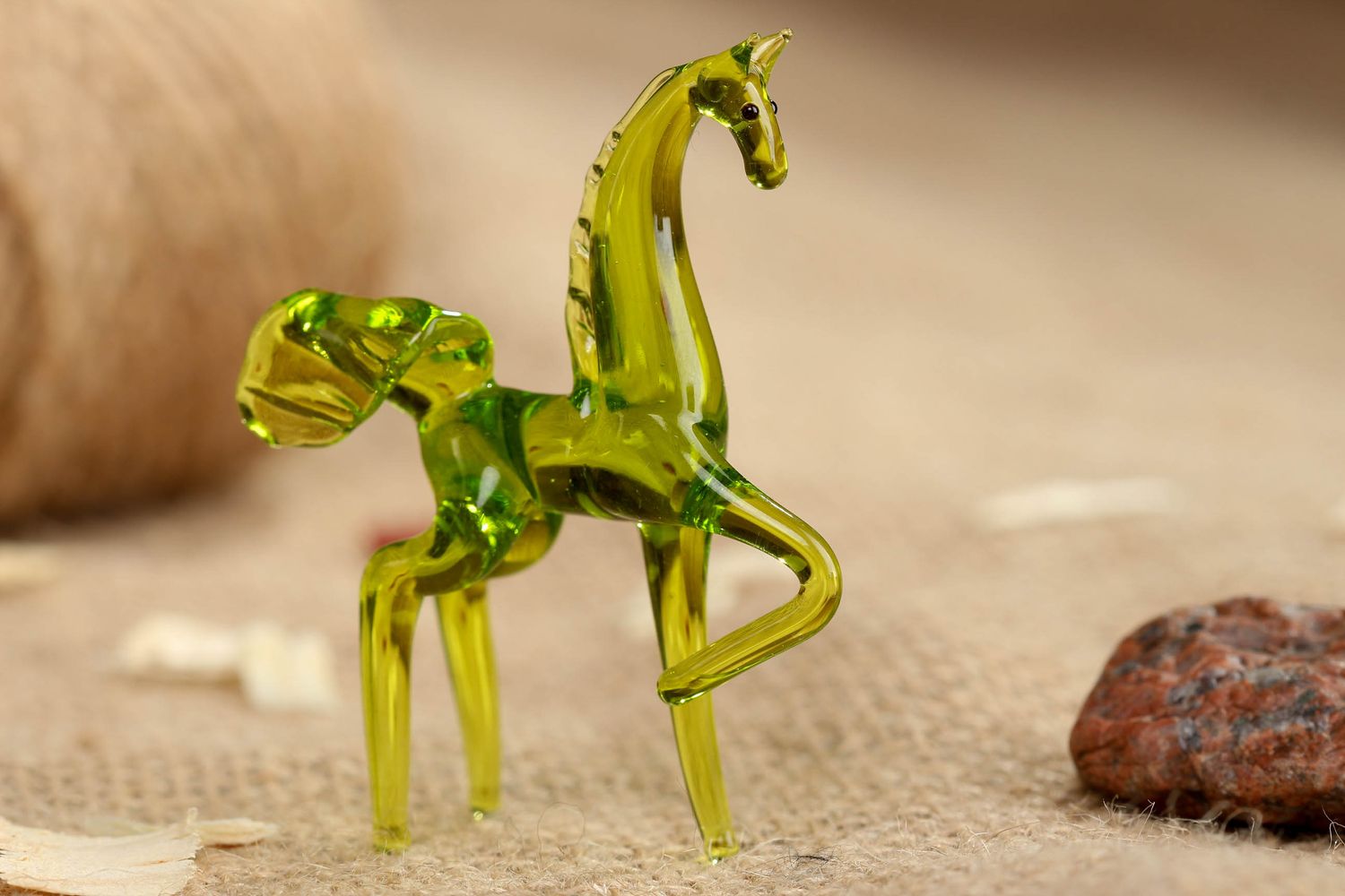 Handmade kleine Statuette aus Glas in Lampwork Technik Pferd foto 5