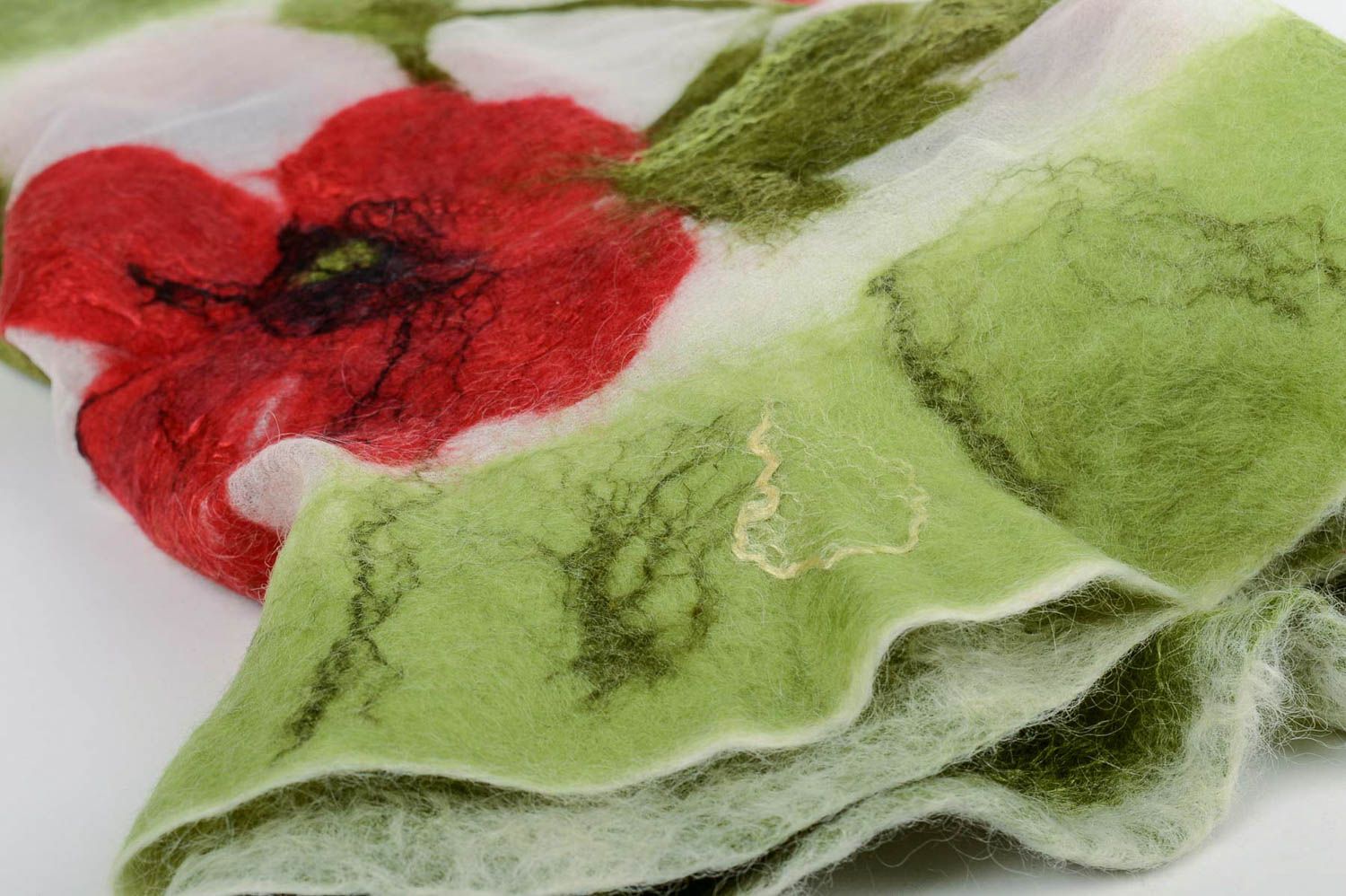Beautiful handmade silk scarf felted wool scarf cool accessories gifts for her photo 4