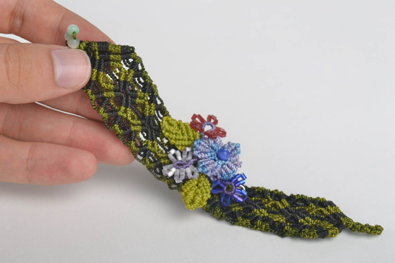 Damen Accessoires geflochtenes Armband Blumen Brosche grell originell für Frauen foto 4